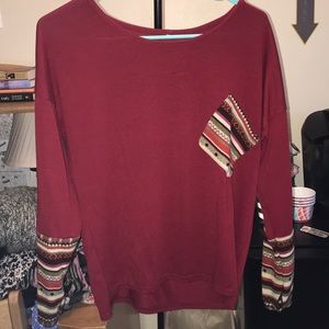 Long sleeve t shirt with finger slits in sleeve
